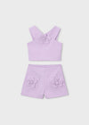 Conjunto Blusa Top Flor Con Short Crepe Malva Niña Mayoral M3948 MAYORAL