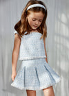 Conjunto Blusa Con Falda Tweed Celeste Niña Abelylula M5059 ABEL Y LULA