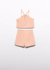 Conjunto Bermuda Crepe Ondas Peach Niña Abelylula M5209 ABEL Y LULA