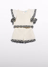Conjunto Bermuda Bordado Ondas Crema Junior Niña Abelylula M5211 ABEL Y LULA