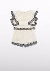 Conjunto Bermuda Bordado Ondas Crema Junior Niña Abelylula M5211 ABEL Y LULA