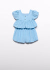 Conjunto Blusa Con Bermuda Celeste Niña Abelylula M5208 ABEL Y LULA