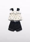 Conjunto Bermuda Bordado Flor Crema-Negr Bebe Niña Abelylula M5270 ABEL Y LULA
