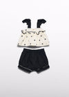 Conjunto Bermuda Bordado Flor Crema-Negr Bebe Niña Abelylula M5270 ABEL Y LULA