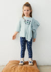 Conjunto Leggings Y Blusa M/L Punto Estampado Jade/Marino Para Niña Mayorall  M4734 MAYORAL