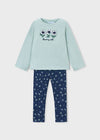 Conjunto Leggings Y Blusa M/L Punto Estampado Jade/Marino Para Niña Mayorall  M4734 MAYORAL