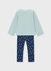 Conjunto Leggings Y Blusa M/L Punto Estampado Jade/Marino Para Niña Mayorall  M4734 MAYORAL