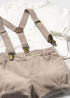 CONJUNTO SHORT CON CAMISA Y TIRANTE BEIGE BEBE NIÑO R/N MAYORAL M2257 Mayoral