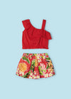 Conjunto Blusa Asimétrico Short Estampado Color Rojo Niña Mayoral M3262