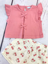 Conjunto Short Con Blusa Rayas Blush Bebe Niña Mayoral M1089