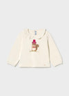 Conjunto Blusa M/L Vestir Crd-Frambrueza Con Pantalon Vestir Nuez Bebe Niña Mayoral  M2089