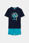 Conjunto Playera M/C Con Short De Algodon Azul De Niño -Bci Boboli M543125 / M543125