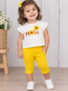 Conjunto Blusa M/C Apliques Crochet Con Legins Amarillo Bebe Niña Mayoral M1084