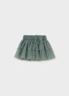 Conjunto Blusa M/L Vestir Crd-Verde Con Falda Tul Verde Bebe Niña Mayoral  M2089