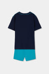 Conjunto Playera M/C Con Short De Algodon Azul De Niño -Bci Boboli M543125 / M543125