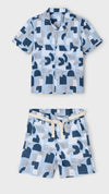 Conjunto Camisa M/C Con Bermuda Estampada Azul Niño Mayoral M3114