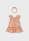 Vestido Estampado Con Diadema Mandarina Bebe Niña Mayoral M1923