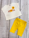 Conjunto Blusa M/C Apliques Crochet Con Legins Amarillo Bebe Niña Mayoral M1084