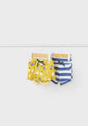 Set 2 Conjuntos Blusas M/C Shorts De Algodón Amarillo Azul Bebe Niña Mayoral M1097