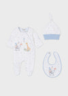 Set Mameluco Babero Y Gorro Algodon Cielo Bebe Niño Stellar Mayoral M9119 Mayoral