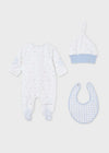 Set Mameluco Babero Y Gorro Algodon Cielo Bebe Niño Stellar Mayoral M9119 Mayoral