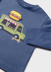 Playera  M/L Play "Foodtruck" Azul Bebe Niño Mayoral M2024 MAYORAL