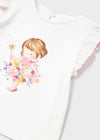 Conjunto Blusa M/C Combinada Tul Bco-Dalia Con Falda Holanes Tul Bebe Niña Mayoral M1005 MAYORAL