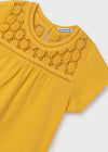 Blusa M/C Combinada Bordado Amarillo Junior Niña Mayoral M6005 MAYORAL