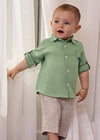 Conjunto Camisa M/L Bermuda Lino Verde Bebe Niño Abelylula M5253 ABEL Y LULA