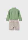Conjunto Camisa M/L Bermuda Lino Verde Bebe Niño Abelylula M5253 ABEL Y LULA